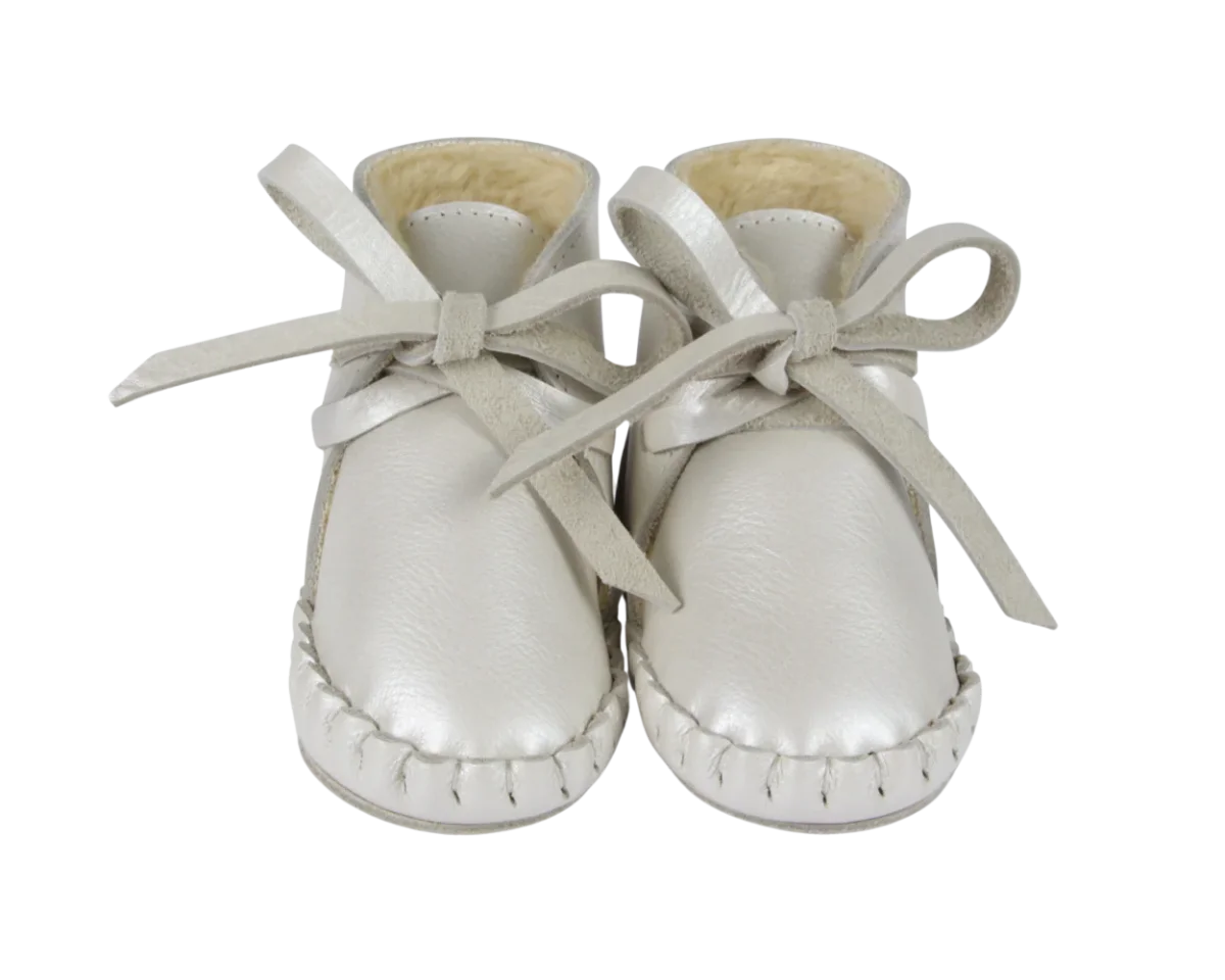 Pina Exclusive Booties | Off White Metallic Leather – Image 2