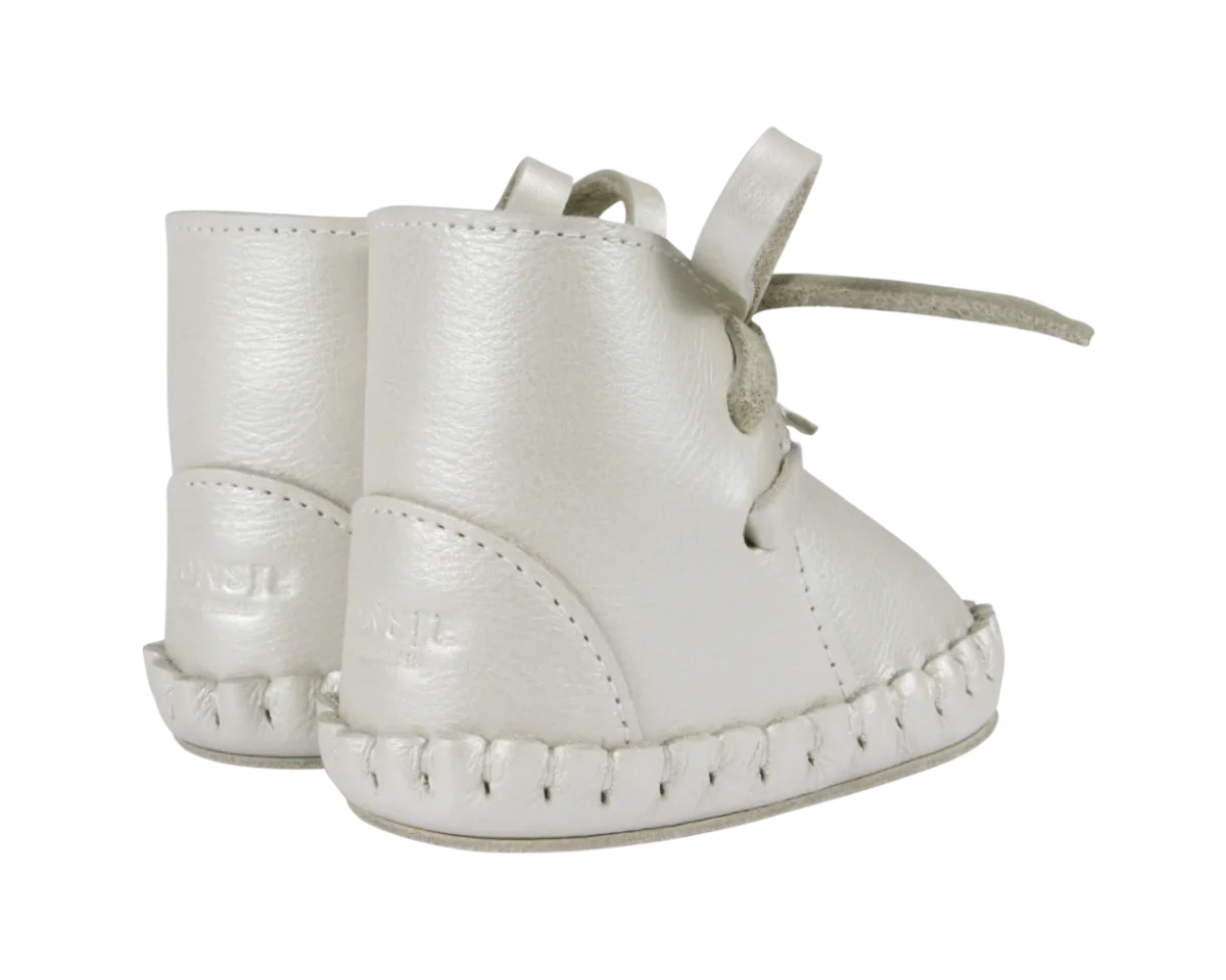 Pina Exclusive Booties | Off White Metallic Leather – Image 3