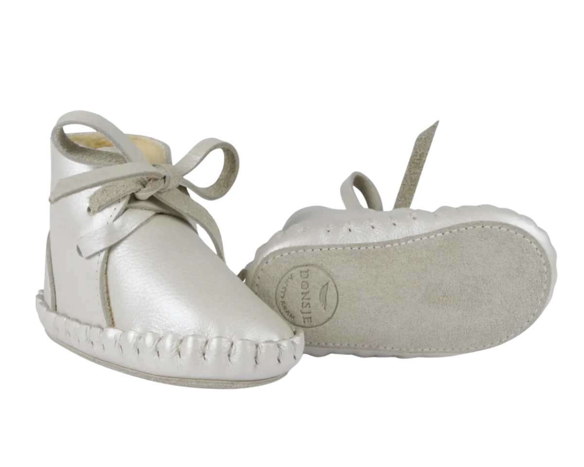 Pina Exclusive Booties | Off White Metallic Leather – Image 4