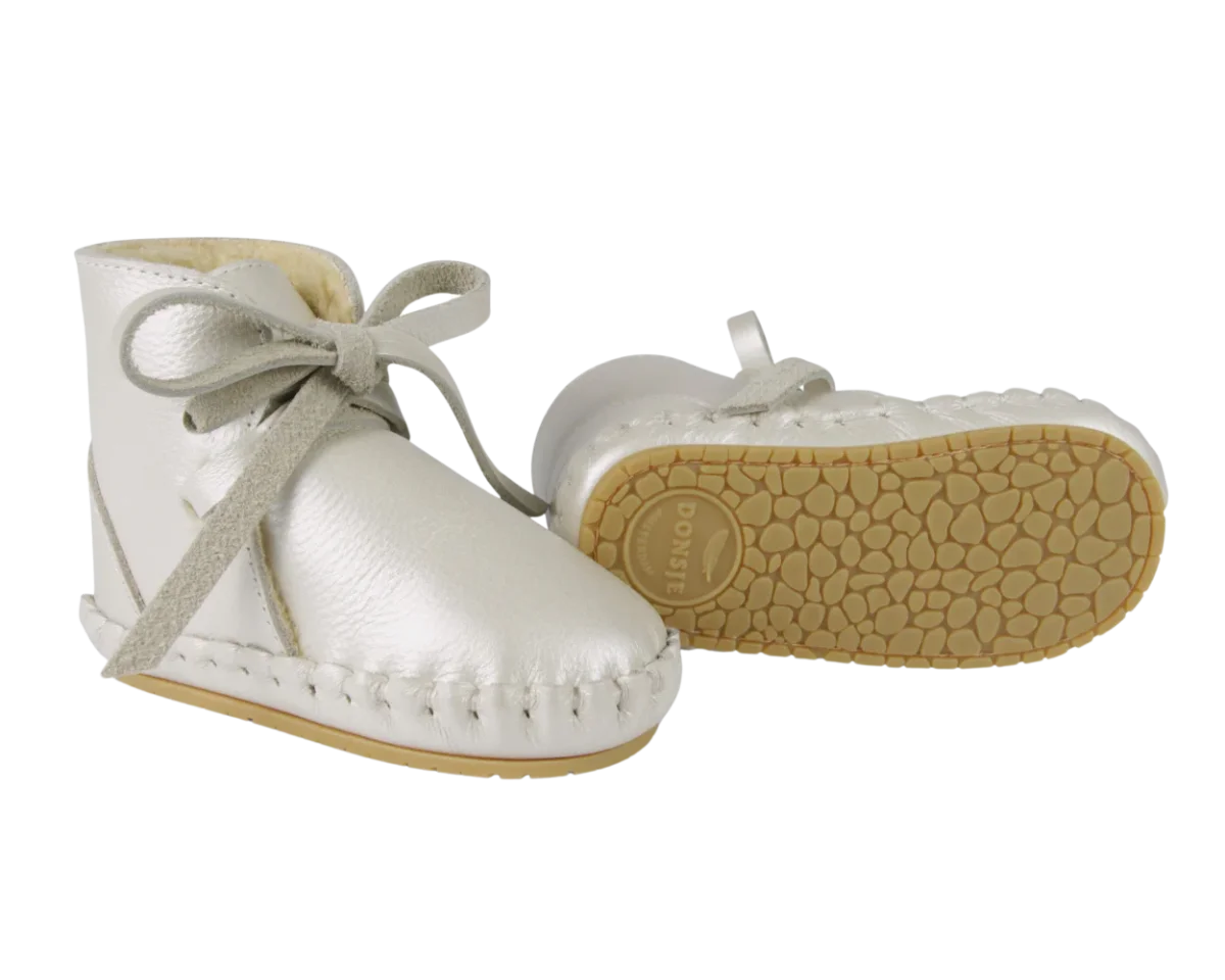 Pina Exclusive Booties | Off White Metallic Leather – Image 5