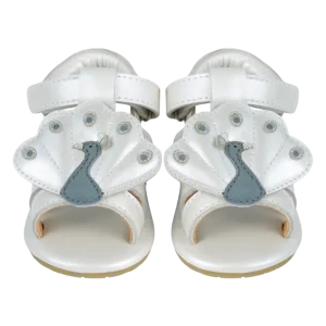 Vazi Sandals | Peacock | Off White Metallic Leather