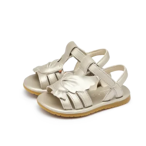 Tiyola Sandals | Dove | Off White Metallic Leather