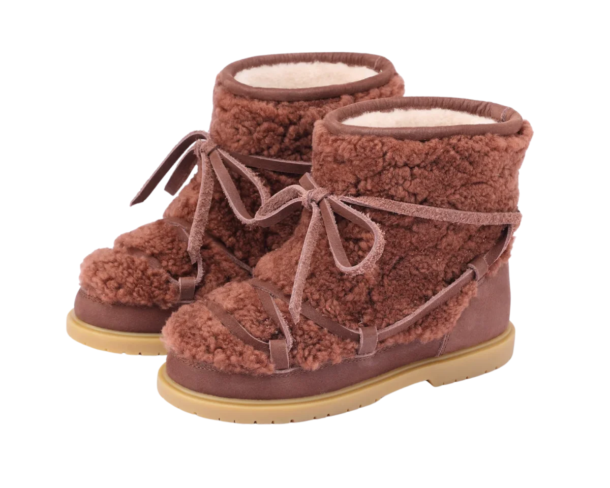 Cassia Boots | Brown Curly Sheep Wool