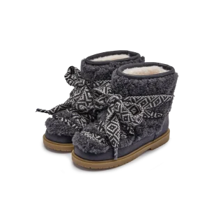 Walaya Boots | Navy Curly Sheep Wool