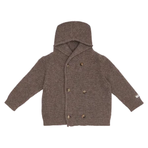 Tristan Merino Wool Cardigan | Dark Taupe Melange
