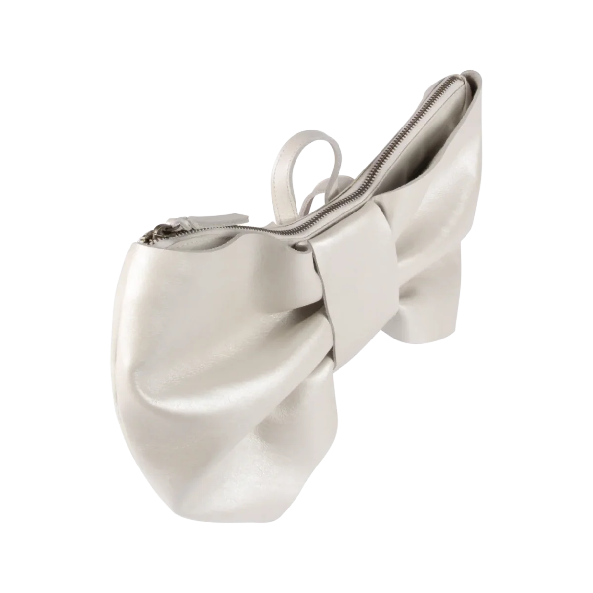 Iono Schoolbag | Bow | Off White Metallic Leather – Image 3
