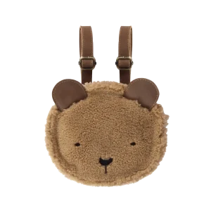 Pugi Backpack | Bear | Light Maple Curly Faux Fur