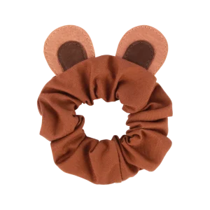 Polly Hair Scrunchie | Bear | Cognac Classic Leather