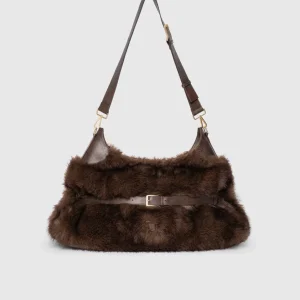 Cali - Fur Duffle Bag  - Brown