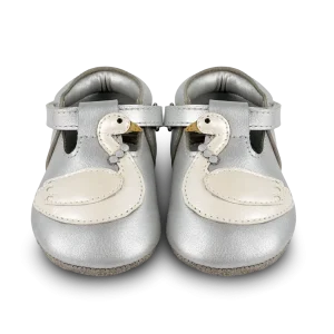 Shimmer Swan Shoes | Silver Grey Metallic Leather